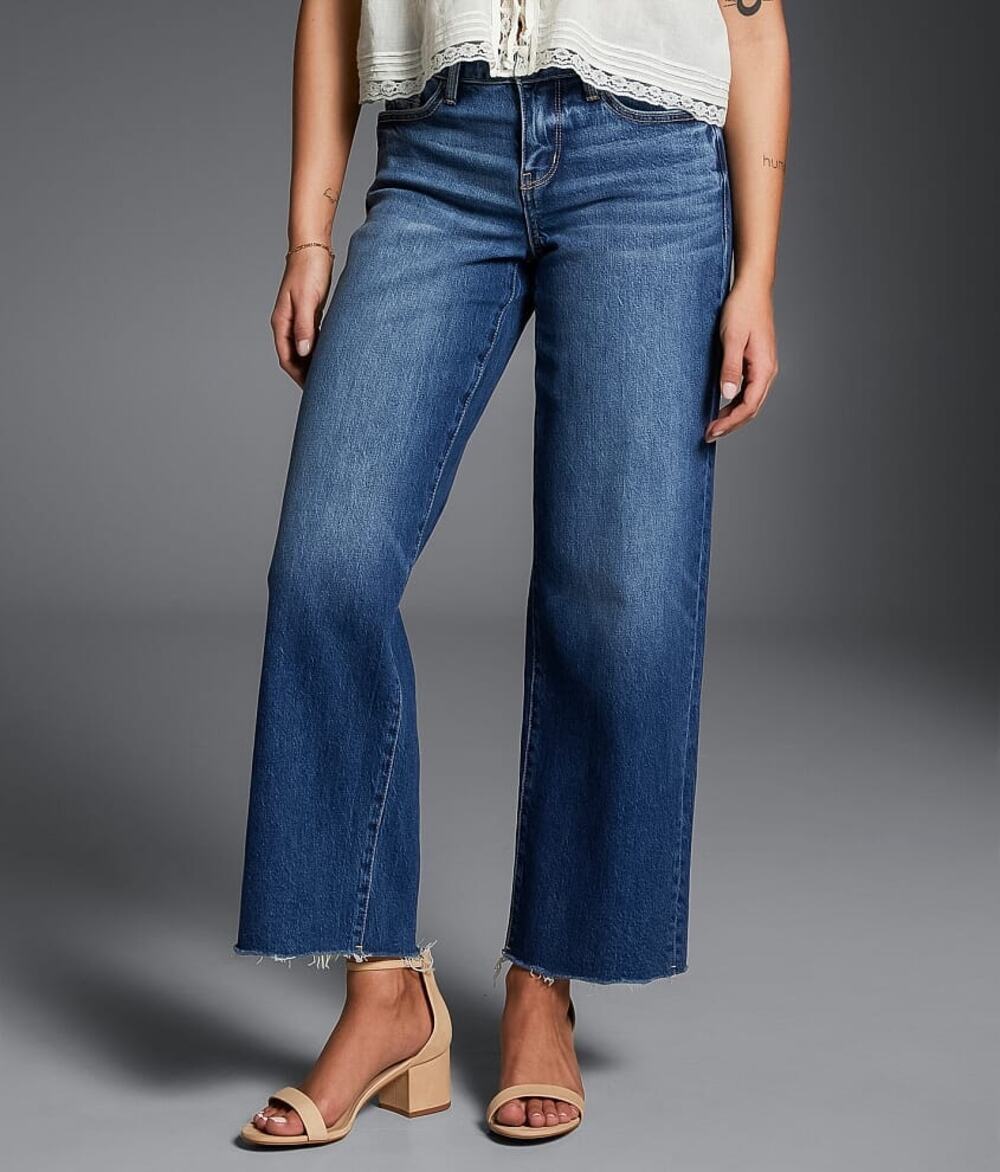 Buckle Black Grasso Fit No. 53 Cropped Wide Leg Stretch Jeans Mid Rise 31x28